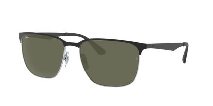 BLACK ON SILVER, Green, Rayban