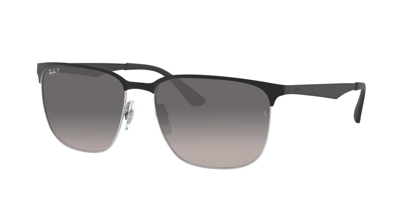 BLACK ON SILVER, Grey Gradient-Polarized, Rayban