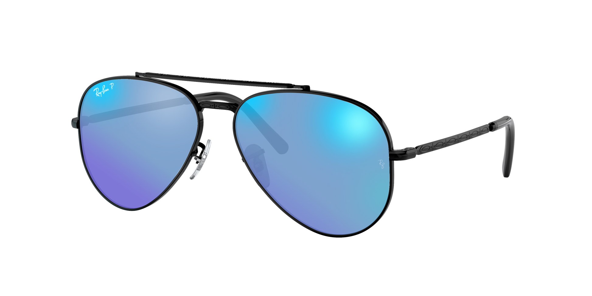 Black, Mirrored Blue-Polarized, Rayban