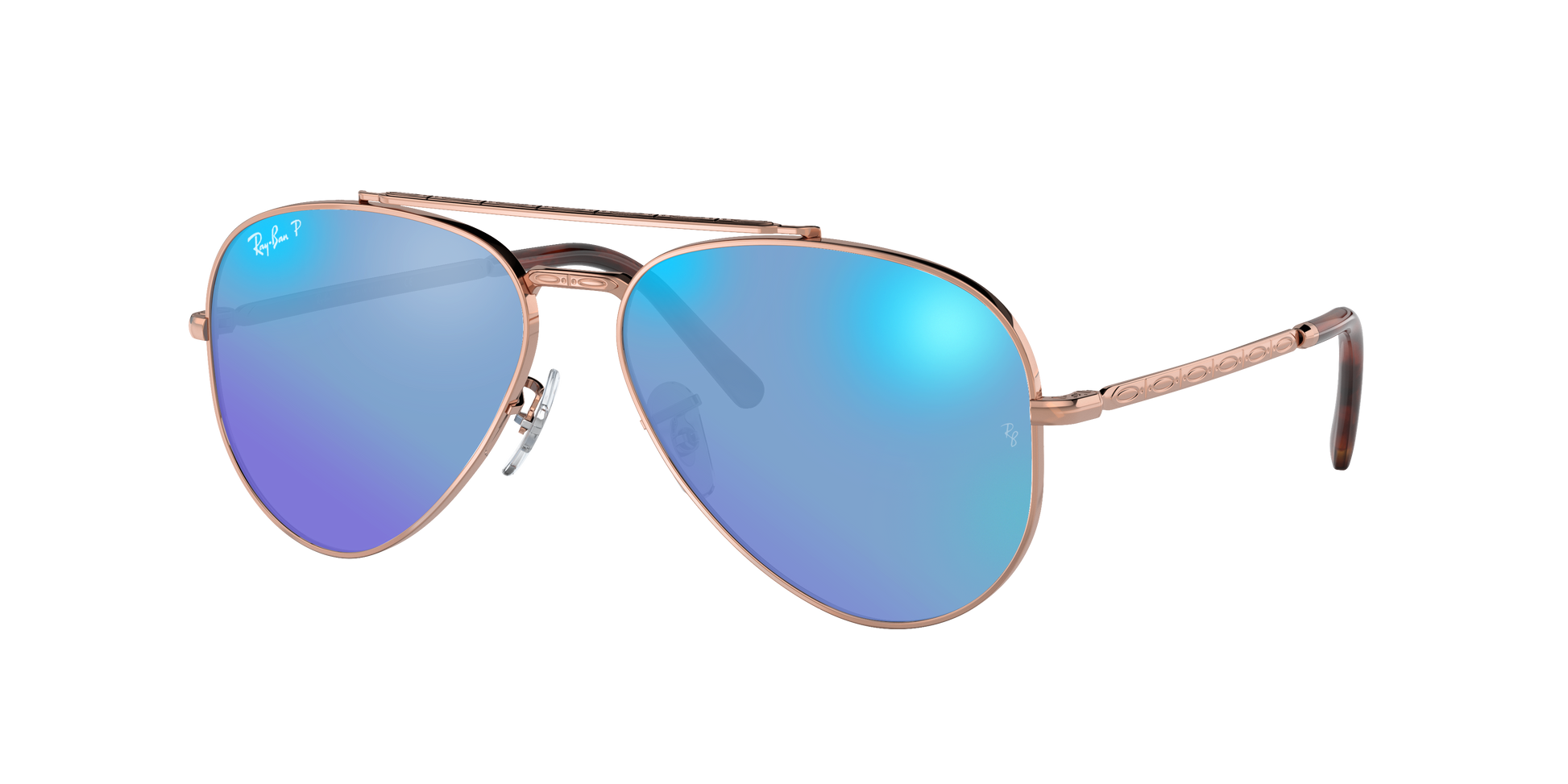 Rose Gold, Mirrored Blue-Polarized, Rayban