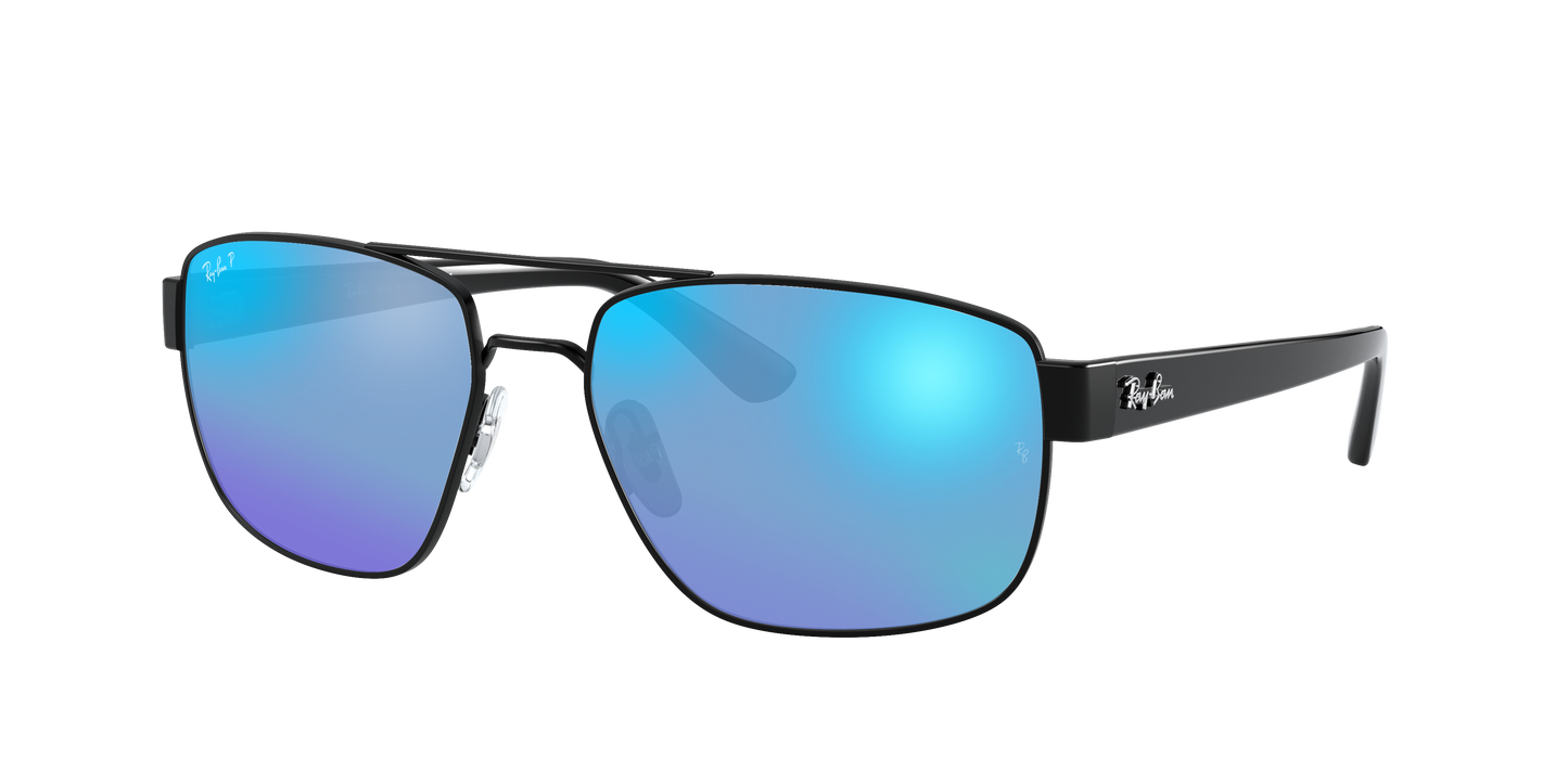 Black, Mirrored Blue-Polarized, Rayban