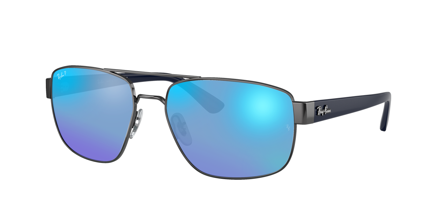 Gunmetal, Mirrored Blue-Polarized, Rayban