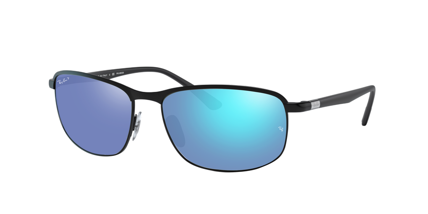 Black, Mirrored Blue-Polarized, Rayban