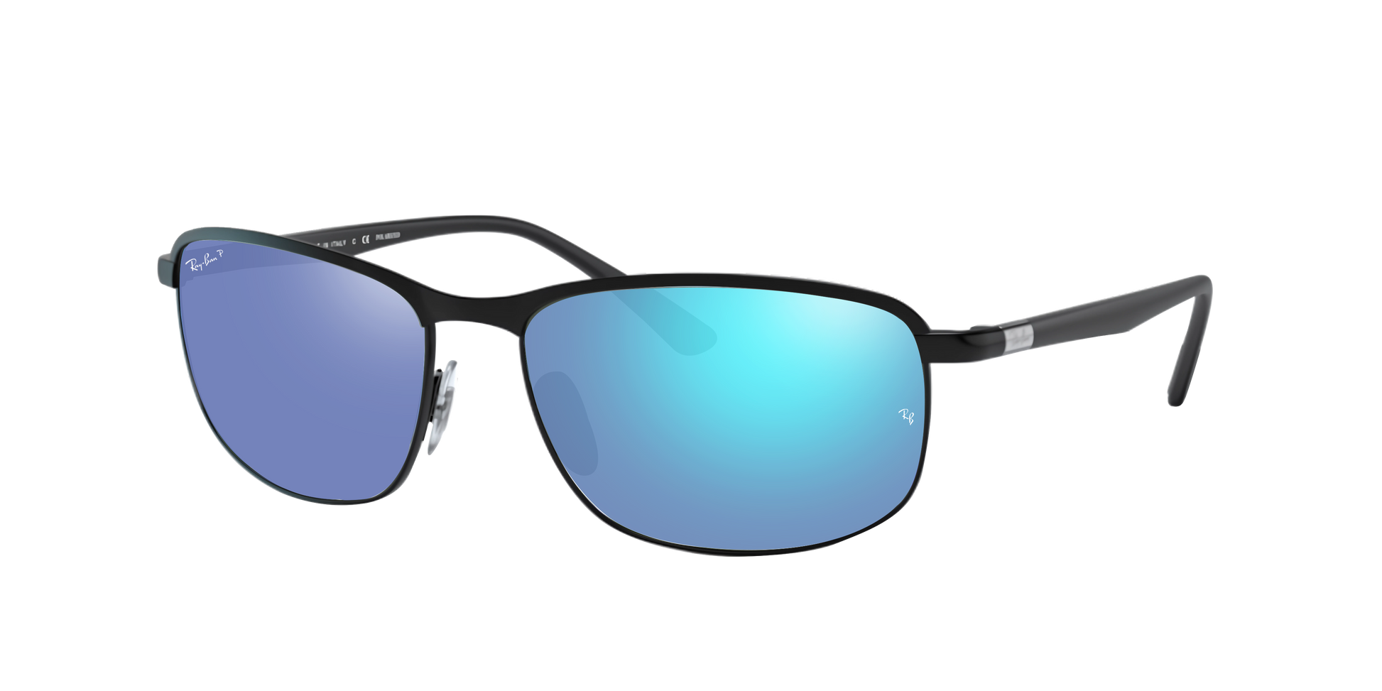 Black, Mirrored Blue-Polarized, Rayban