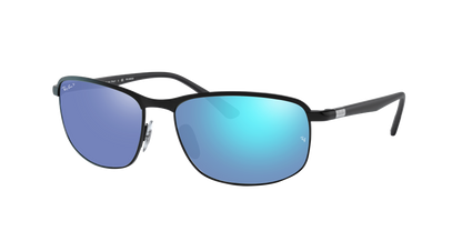 Black, Mirrored Blue-Polarized, Rayban