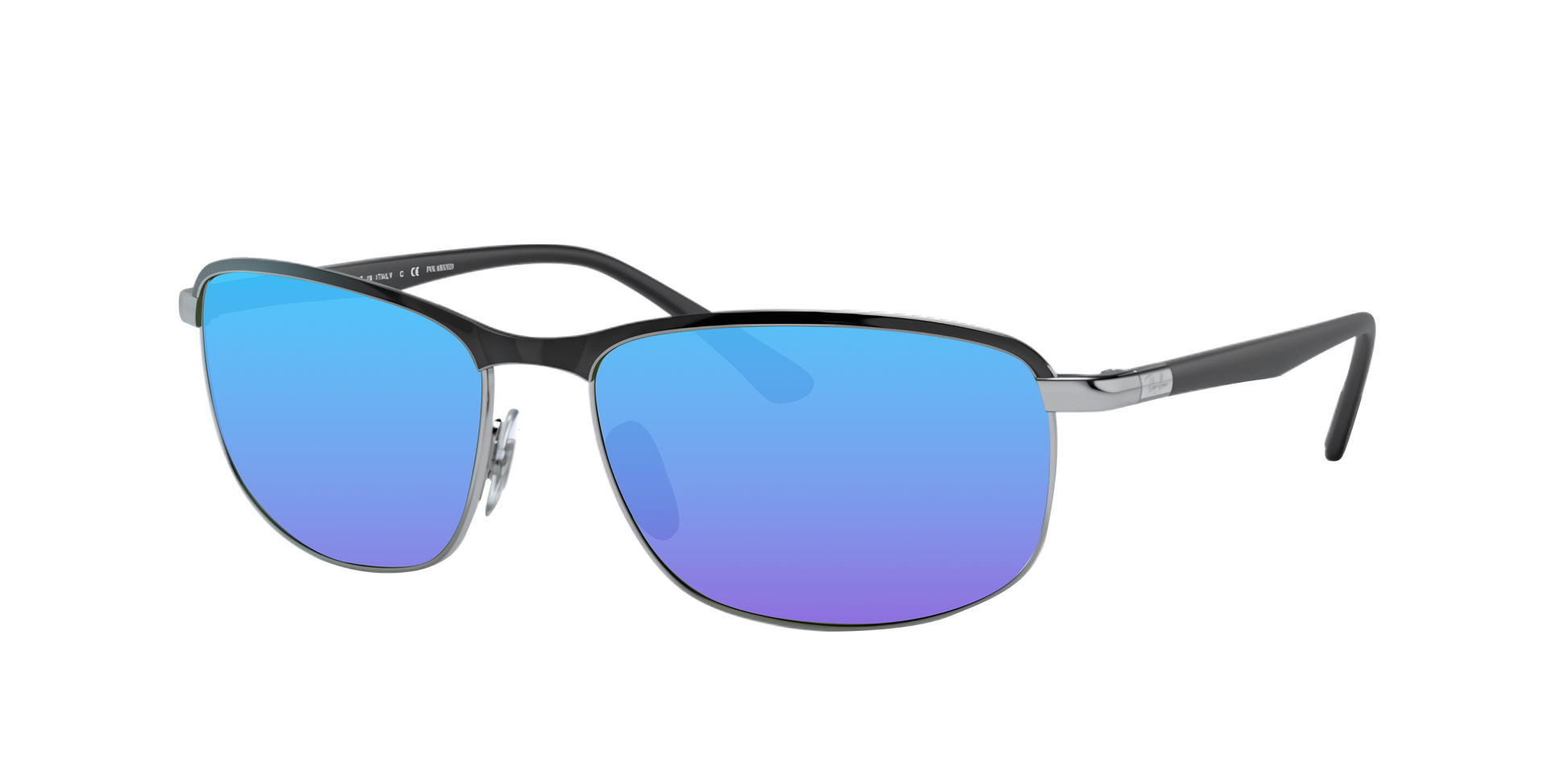 BLACK ON SILVER, Blue-Mirrored, Sunberryrx