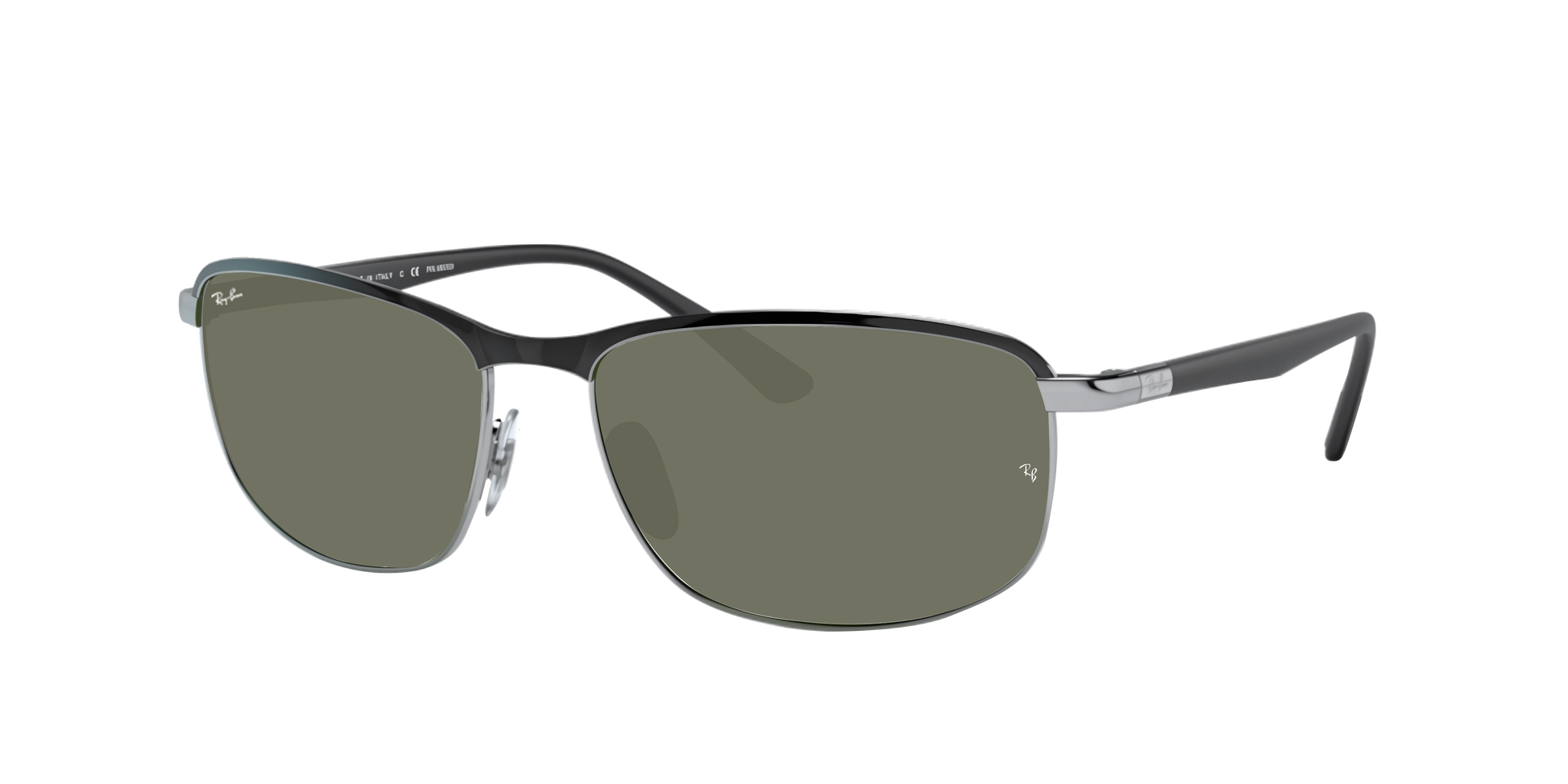BLACK ON SILVER, Green, Rayban