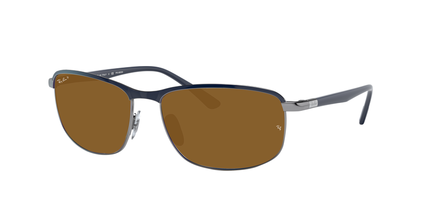 BLUE ON GUNMETAL, Brown-Polarized, Rayban