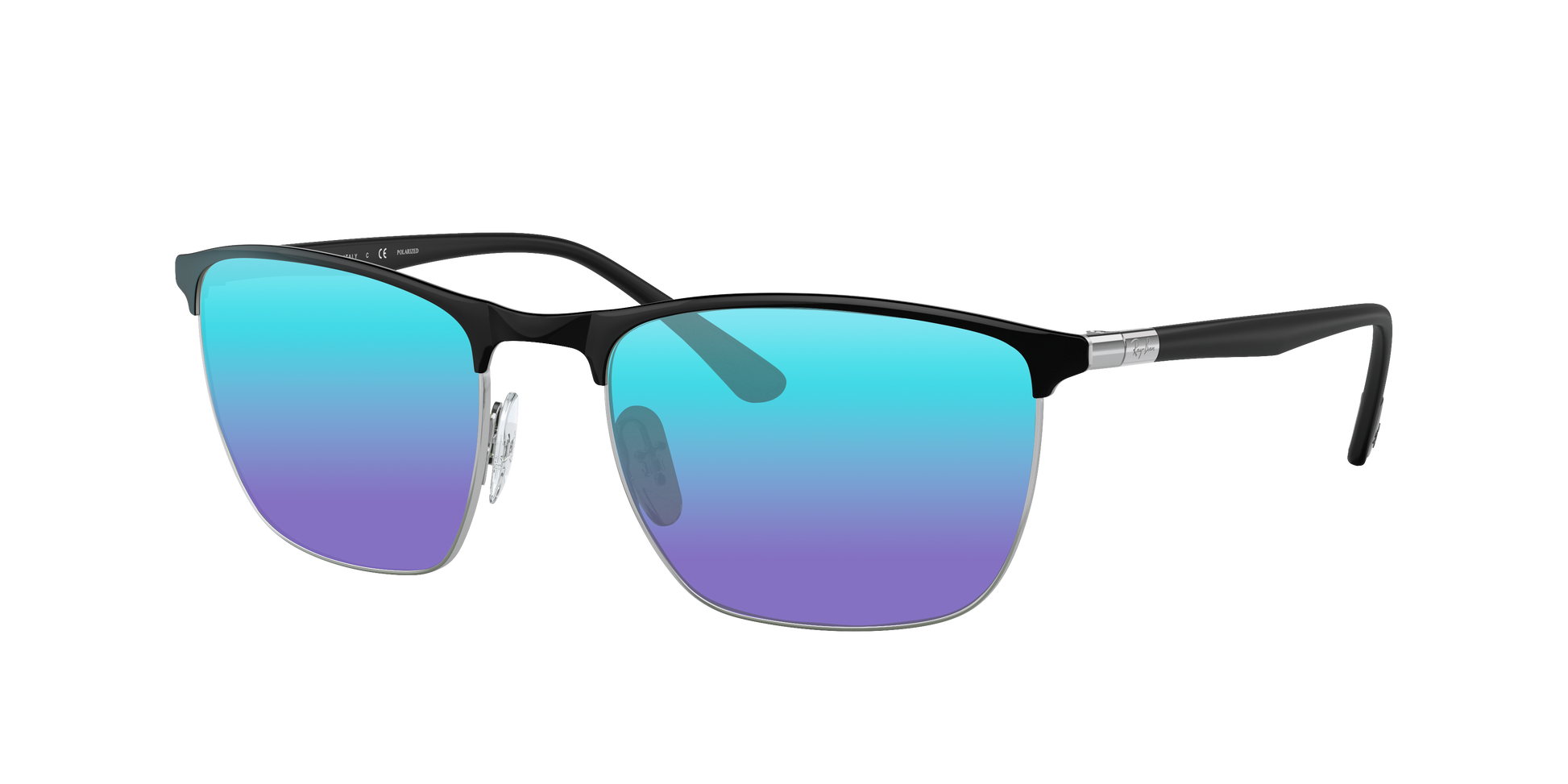 BLACK ON SILVER, Blue-Mirrored, Sunberryrx