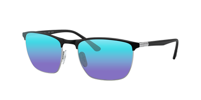 BLACK ON SILVER, Blue-Mirrored, Sunberryrx