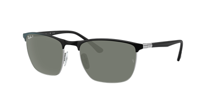 BLACK ON SILVER, Green-Polarized, Rayban