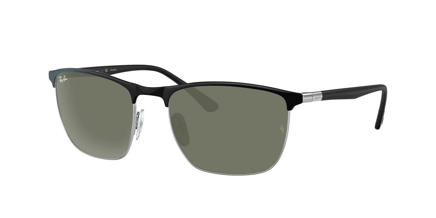 BLACK ON SILVER, Green, Rayban