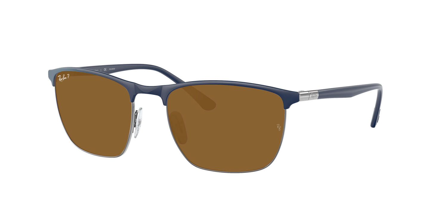 BLUE ON GUNMETAL, Brown-Polarized, Rayban