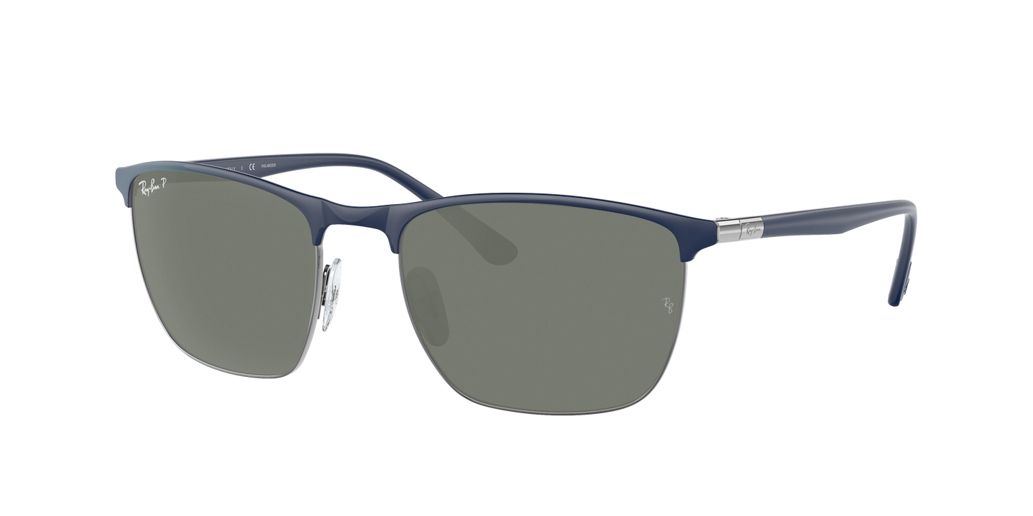 BLUE ON GUNMETAL, Green-Polarized, Rayban