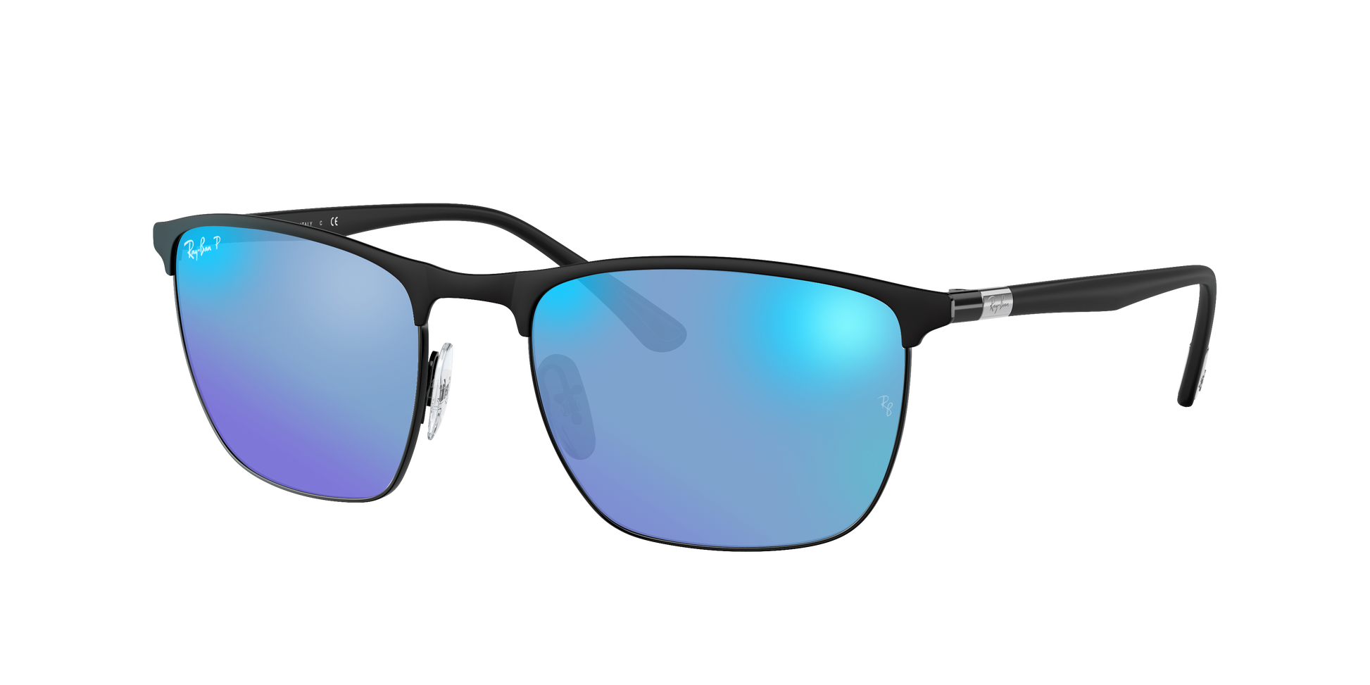 BLACK, Mirrored Blue-Polarized, Rayban