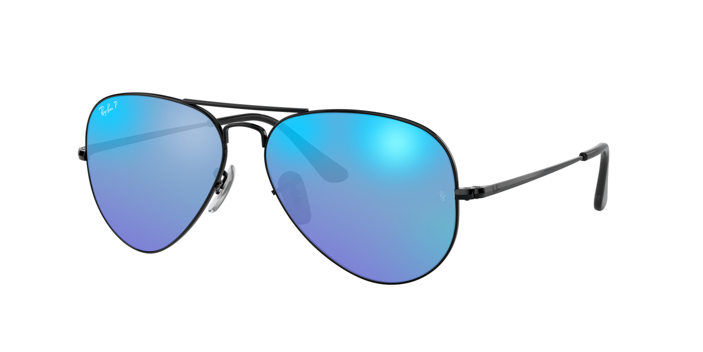 Black, Mirrored Blue-Polarized, Rayban