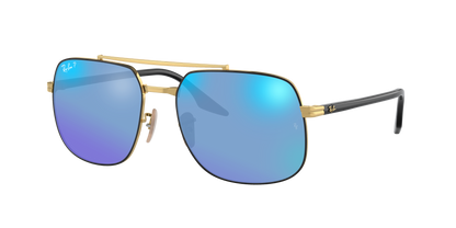 BLACK ON ARISTA, Mirrored Blue-Polarized, Rayban