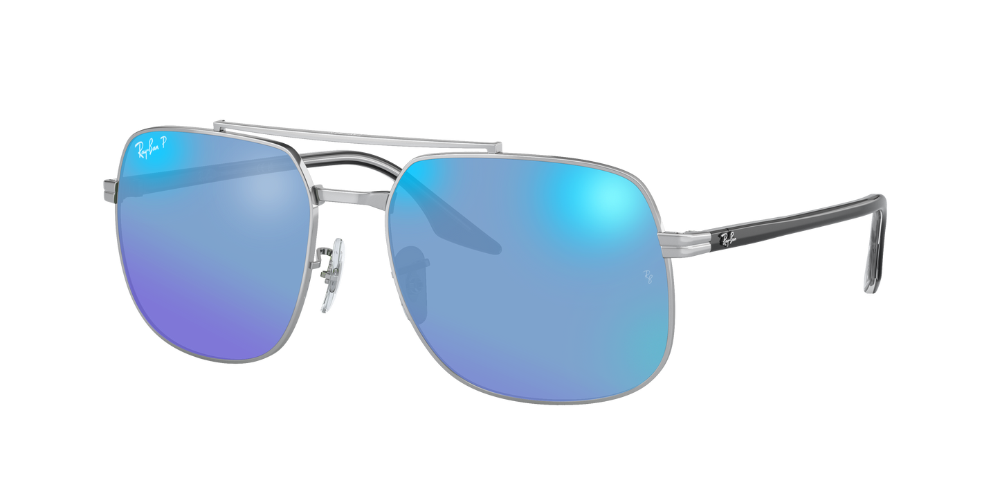 SILVER, Mirrored Blue-Polarized, Rayban