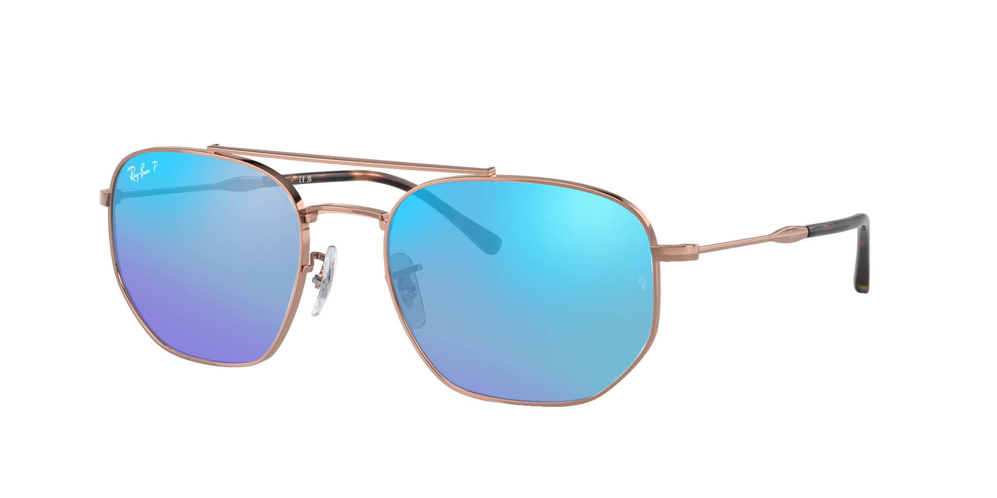 Rose Gold, Mirrored Blue-Polarized, Rayban