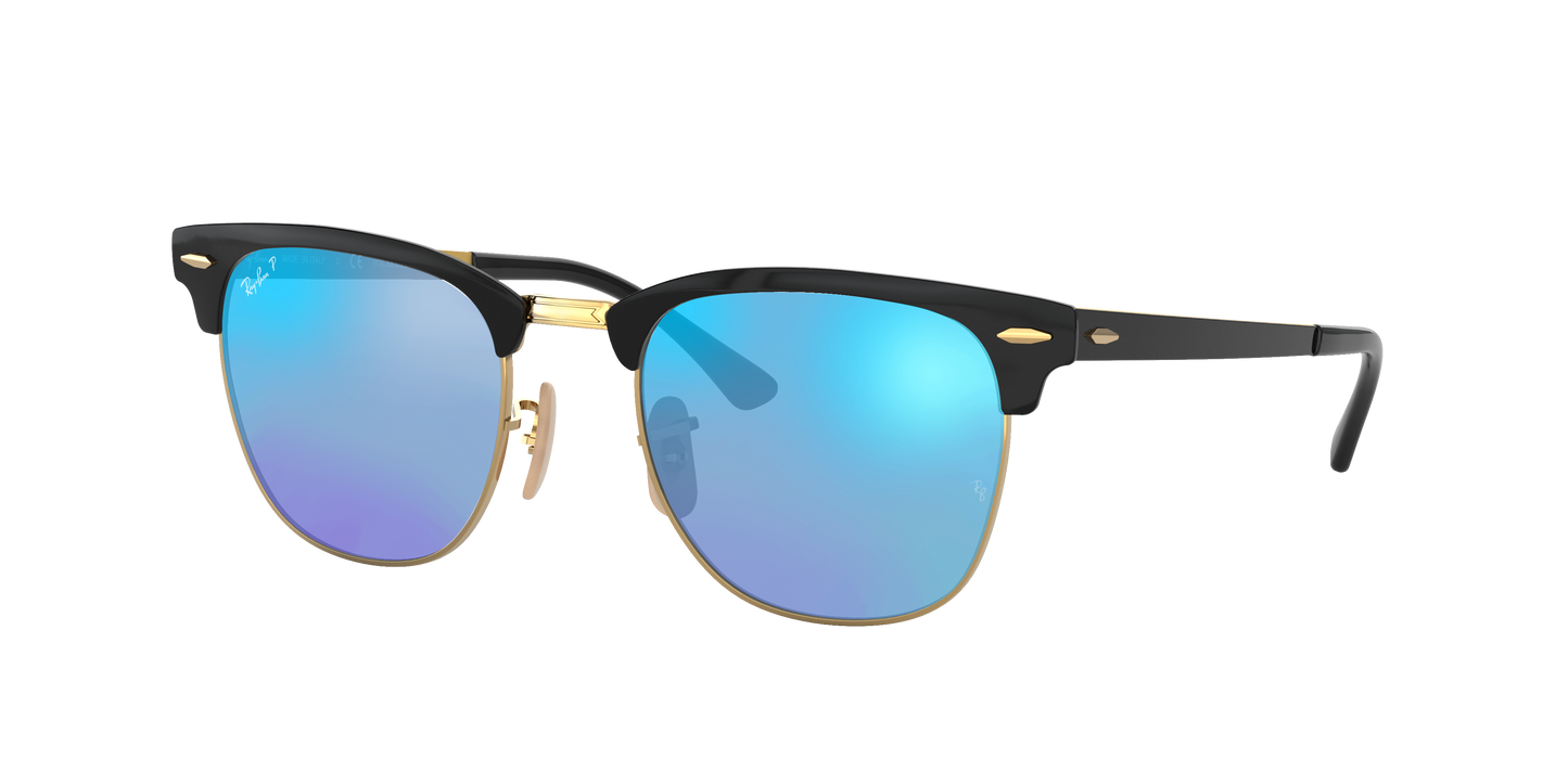 BLACK ON ARISTA, Mirrored Blue-Polarized, Rayban