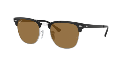 BLACK ON SILVER, Brown-Polarized, Rayban