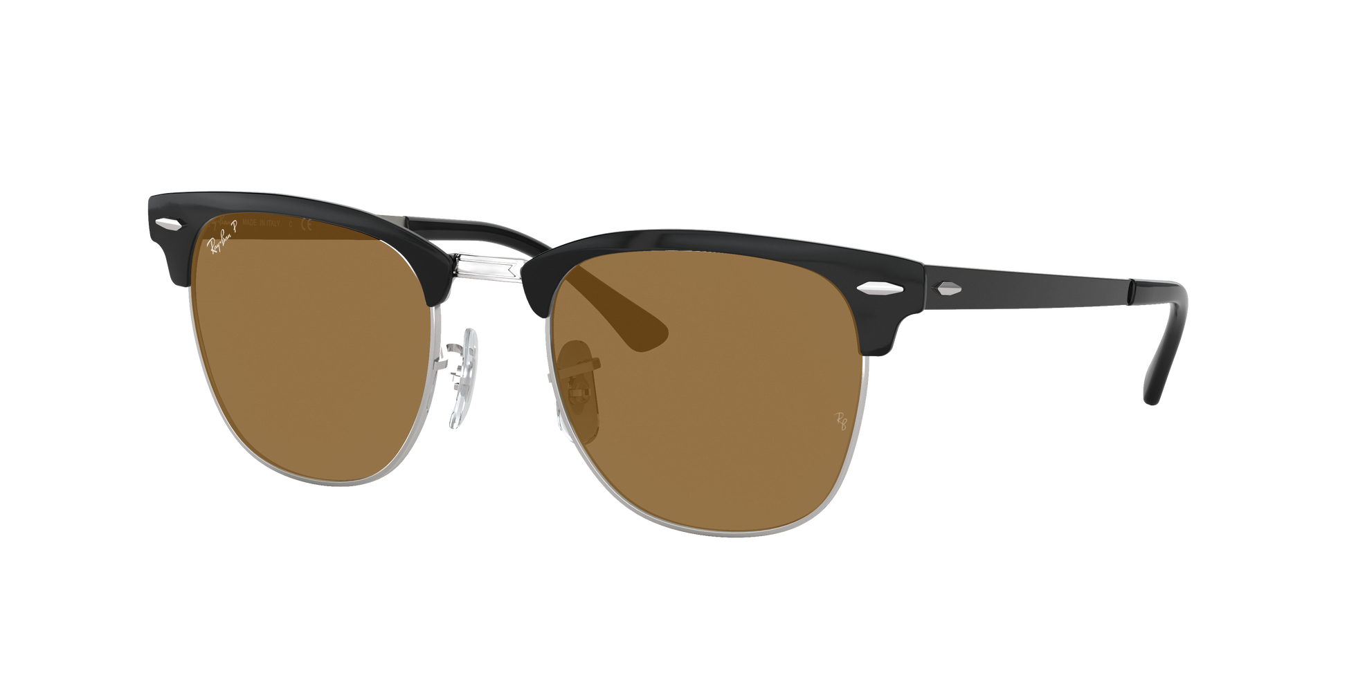 BLACK ON SILVER, Brown-Polarized, Rayban