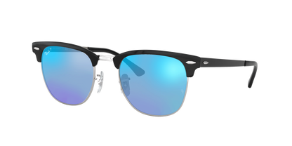 BLACK ON SILVER, Mirrored Blue-Polarized, Rayban