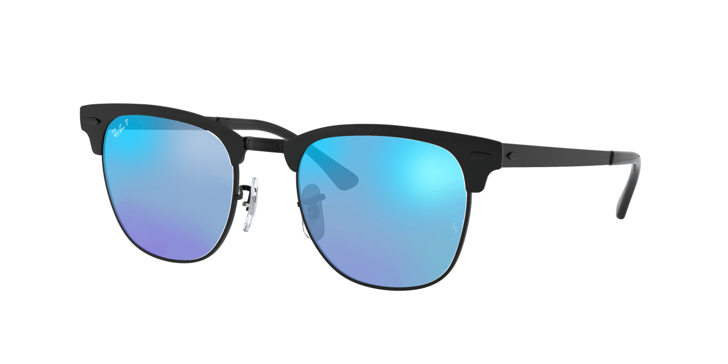 BLACK, Mirrored Blue-Polarized, Rayban
