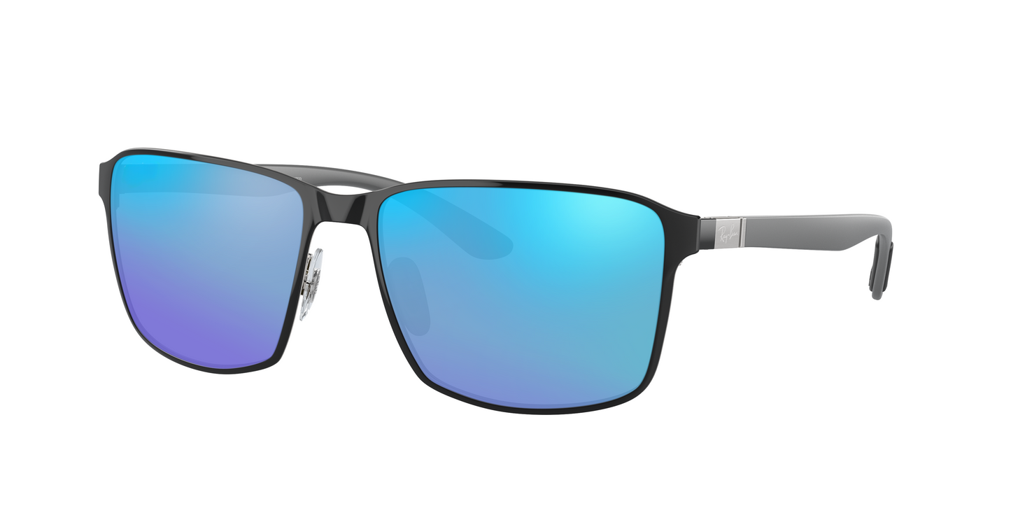 BLACK ON SILVER, Blue-Mirrored, Sunberryrx