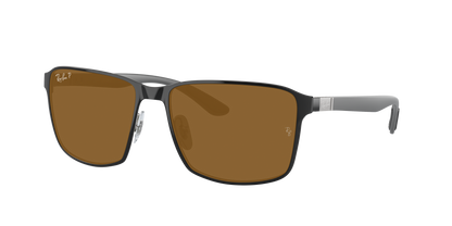BLACK ON SILVER, Brown-Polarized, Rayban