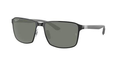 BLACK ON SILVER, Green-Polarized, Rayban