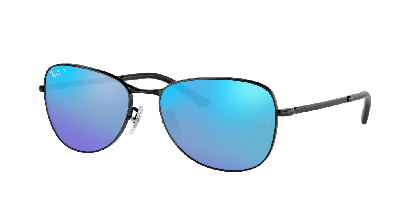 Black, Mirrored Blue-Polarized, Rayban