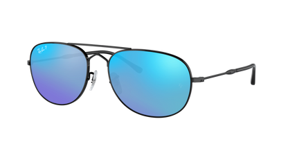 Black, Mirrored Blue-Polarized, Rayban