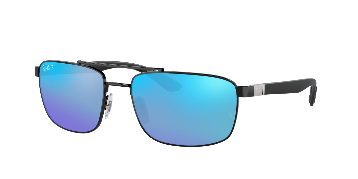 Black, Mirrored Blue-Polarized, Rayban