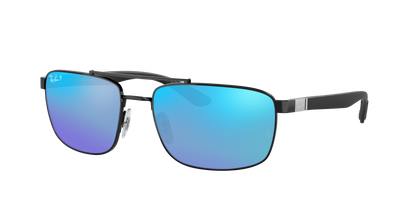 Black, Mirrored Blue-Polarized, Rayban