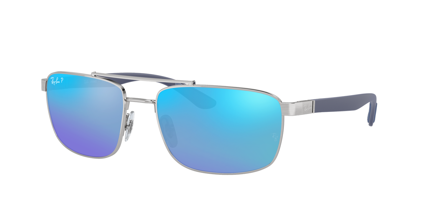 SILVER, Mirrored Blue-Polarized, Rayban