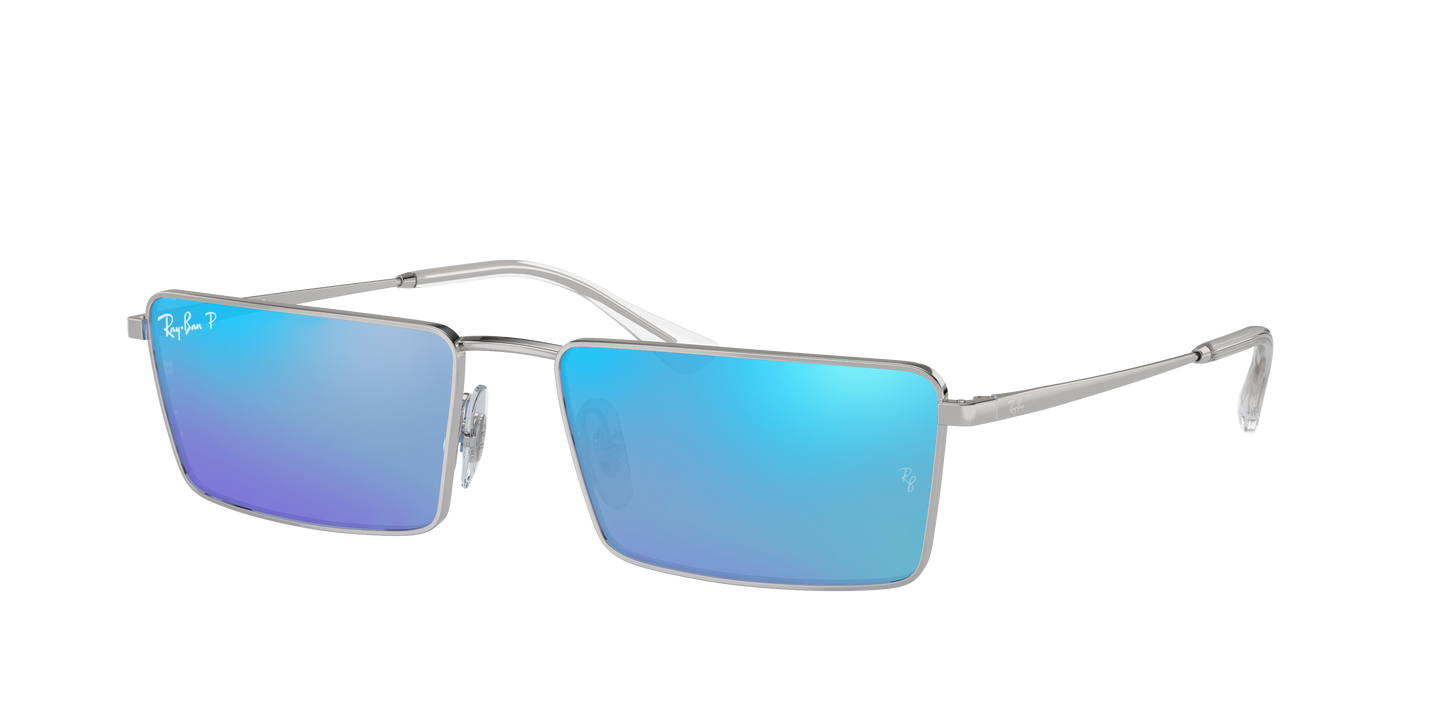 SILVER, Mirrored Blue-Polarized, Rayban