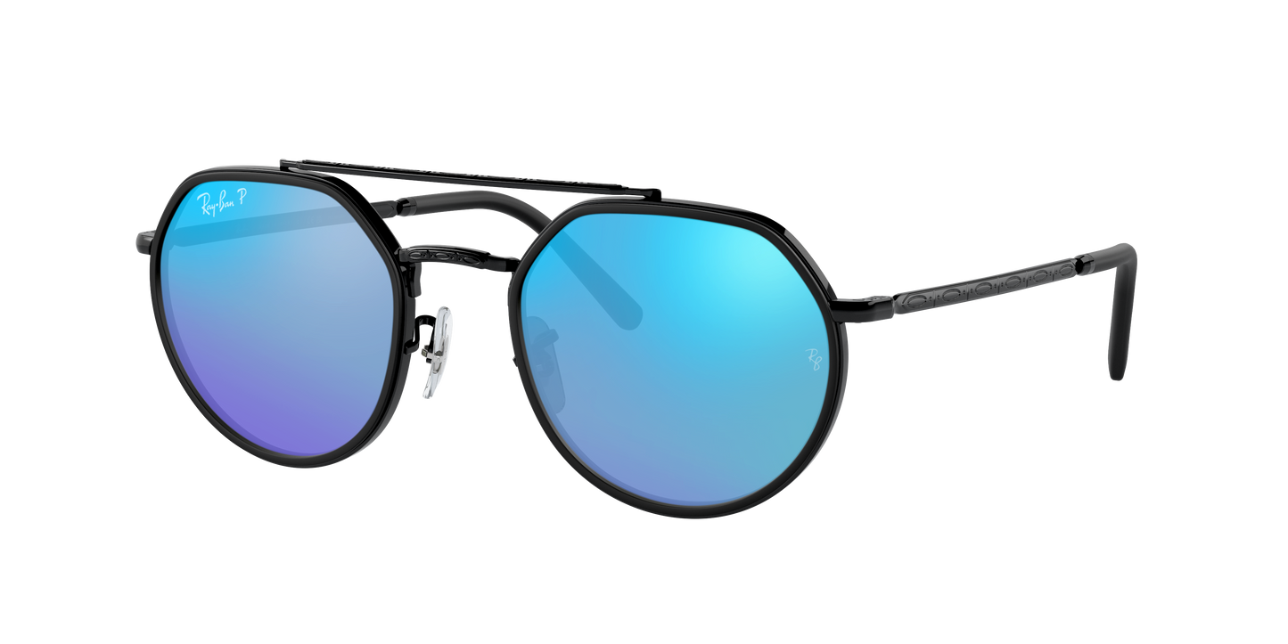 Black, Mirrored Blue-Polarized, Rayban