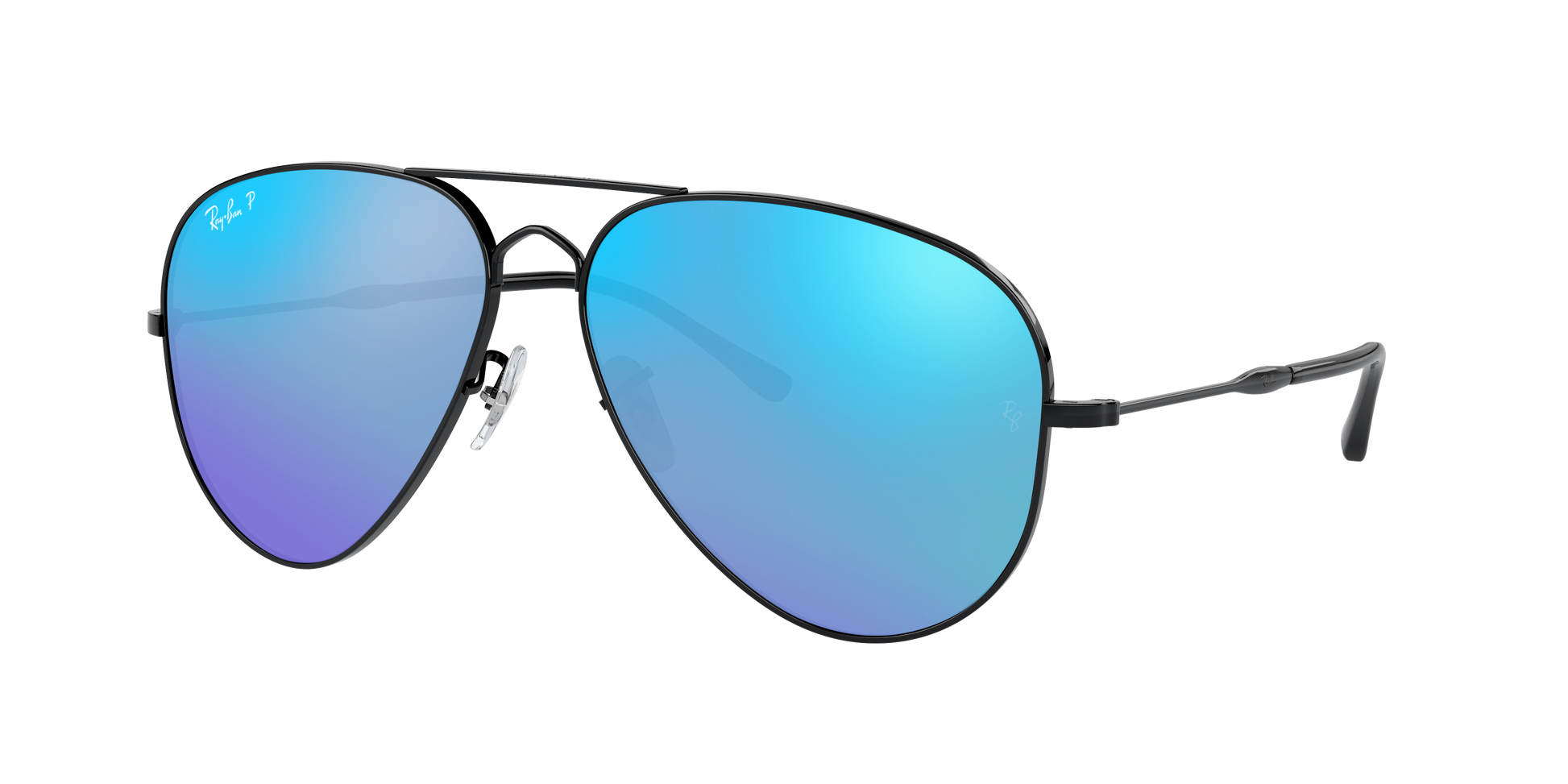 Black, Mirrored Blue-Polarized, Rayban