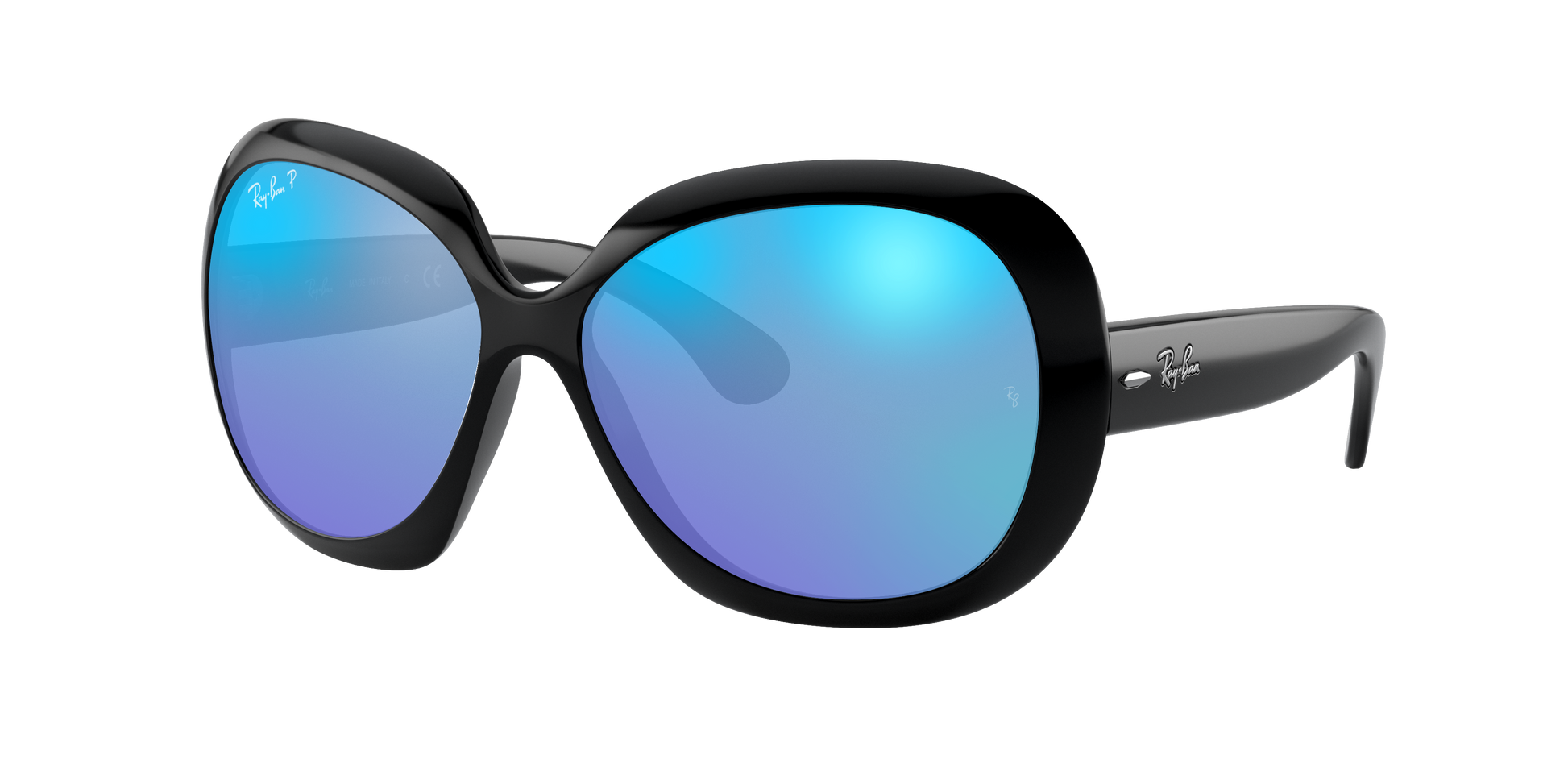 Black, Mirrored Blue-Polarized, Rayban