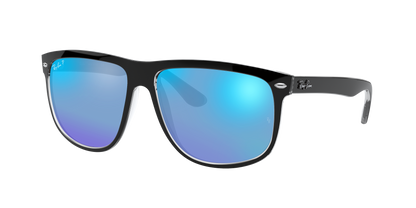 BLACK ON TRANSPARENT, Mirrored Blue-Polarized, Rayban