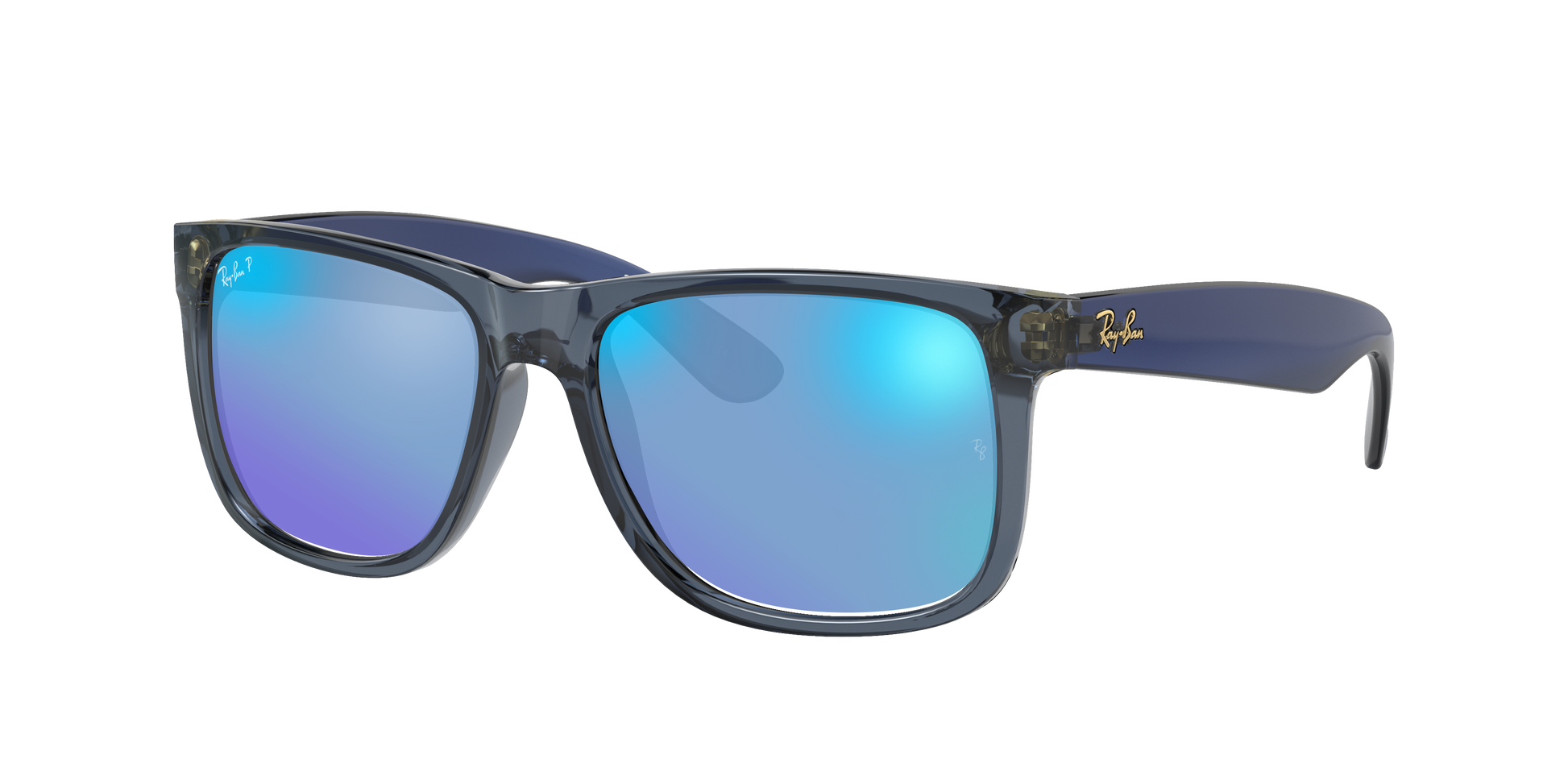 TRANSPARENT BLUE, Mirrored Blue-Polarized, Rayban
