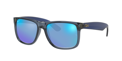 TRANSPARENT BLUE, Mirrored Blue-Polarized, Rayban