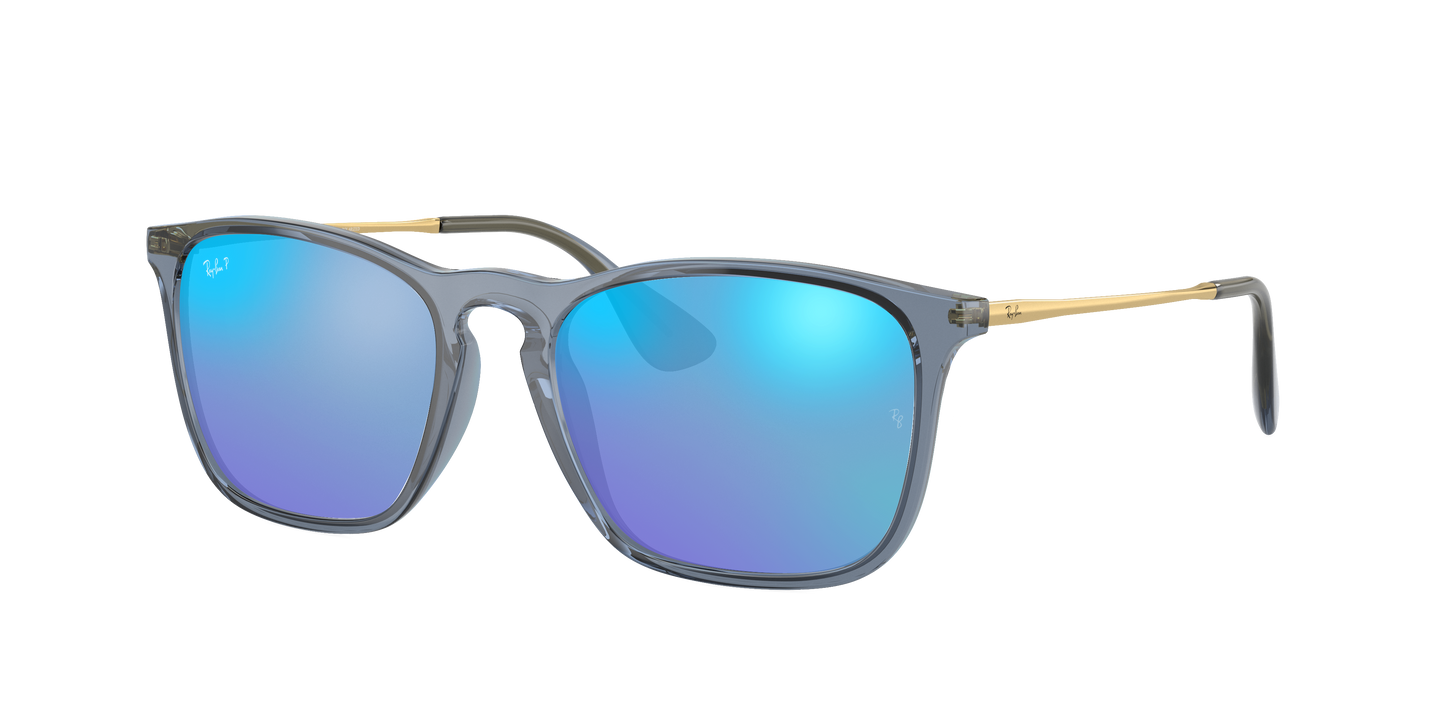 TRANSPARENT BLUE, Mirrored Blue-Polarized, Rayban