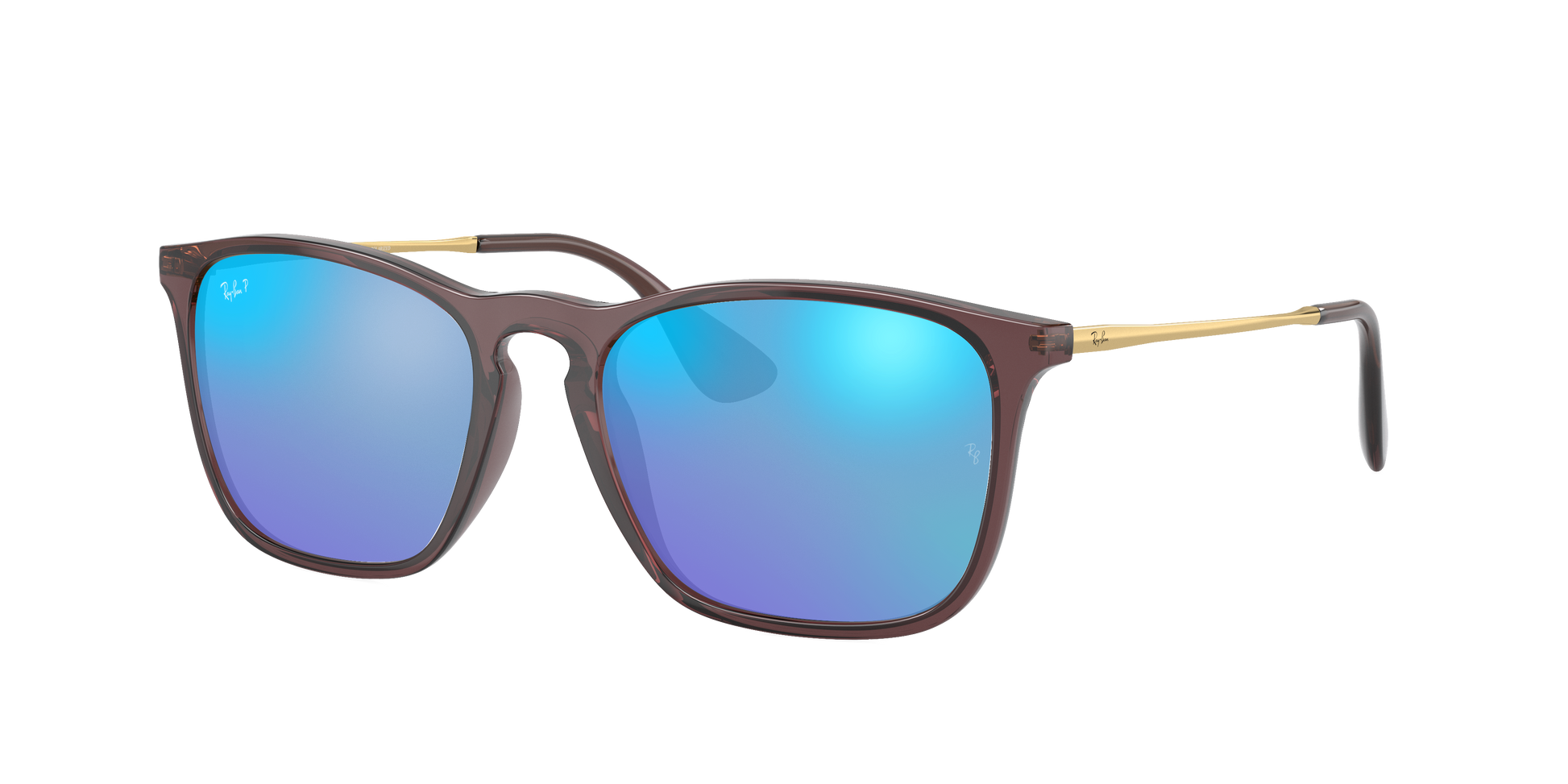 TRANSPARENT BROWN, Mirrored Blue-Polarized, Rayban
