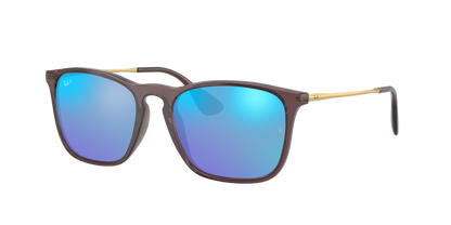TRANSPARENT BROWN, Mirrored Blue-Polarized, Rayban