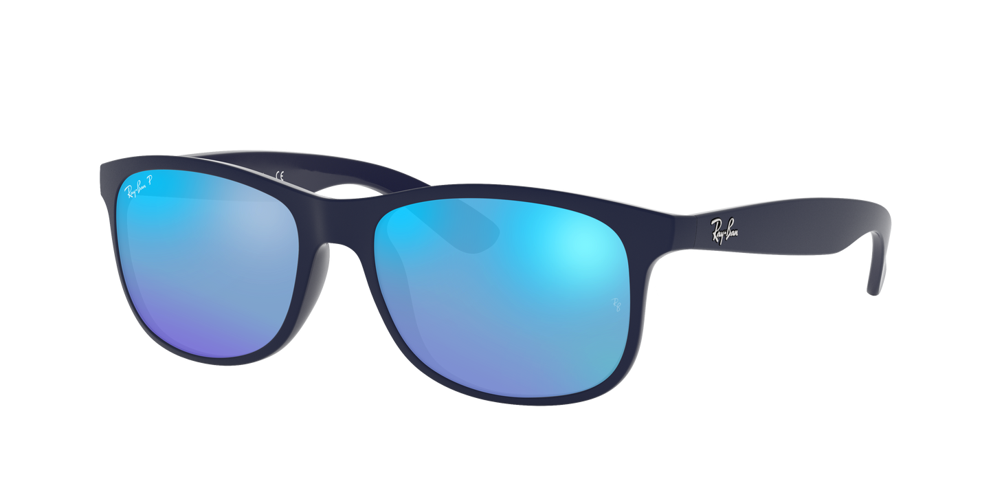 MATTE BLUE ON BLUE, Mirrored Blue-Polarized, Rayban