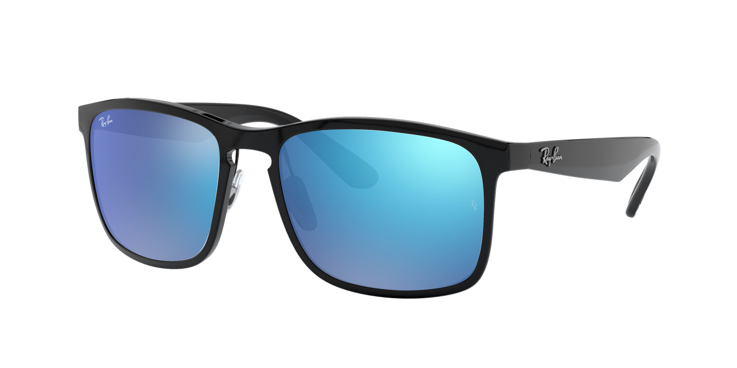Black, Mirrored Blue-Polarized, Rayban