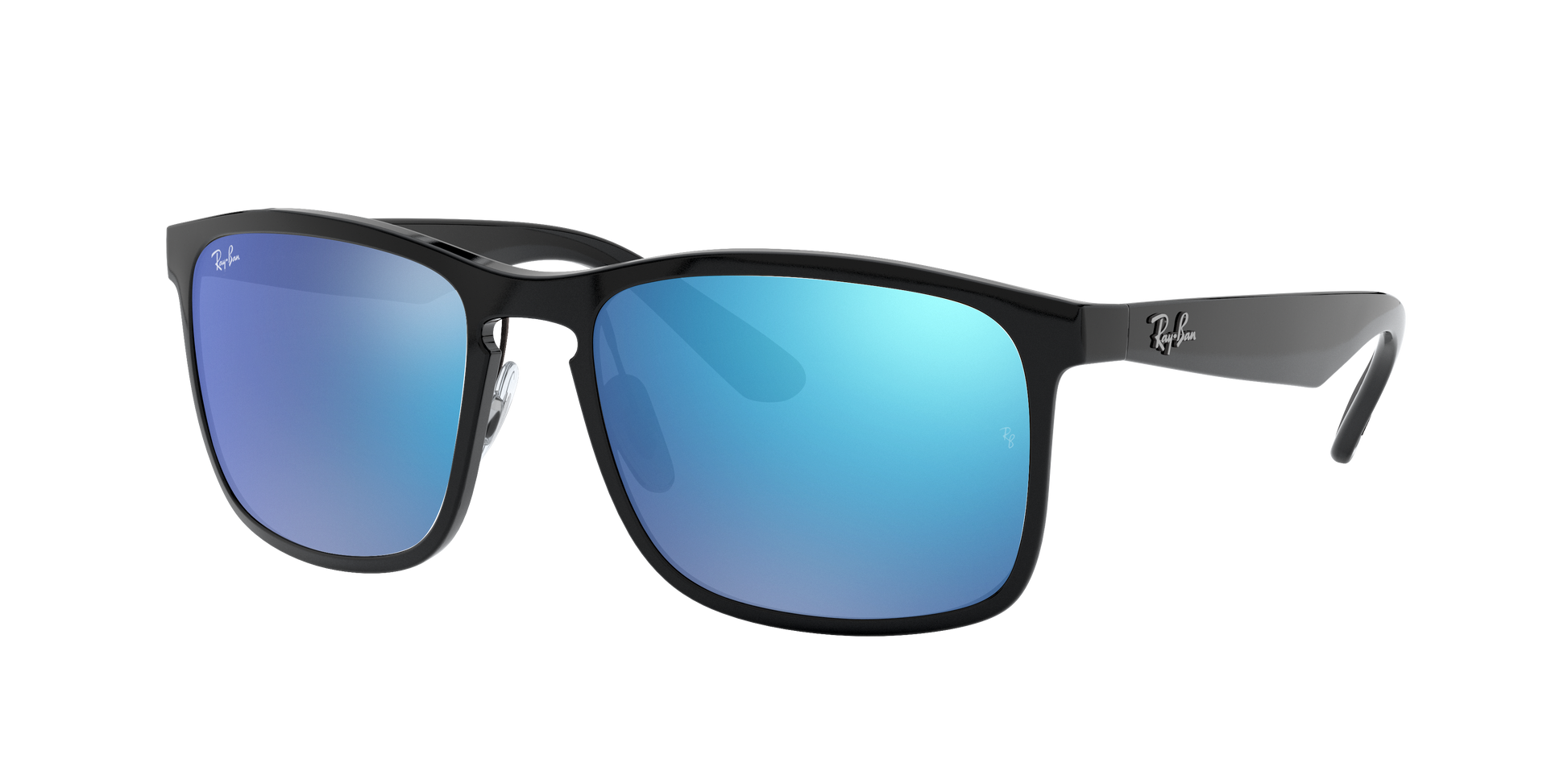 Black, Mirrored Blue-Polarized, Rayban