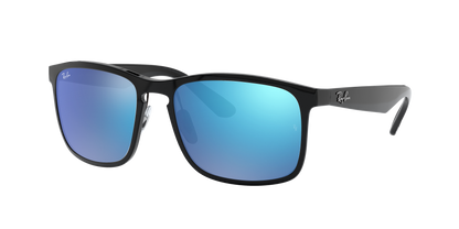 Black, Mirrored Blue-Polarized, Rayban